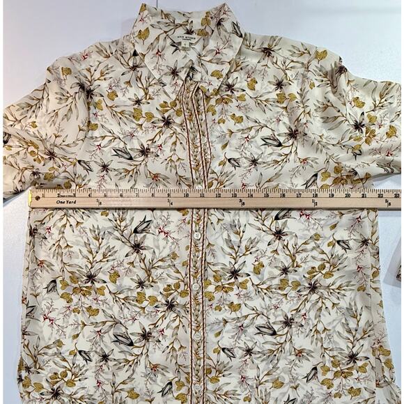 Max Studio Floral Long Sleeve Button Up Blouse Size Large (030) - Picture 10 of 12